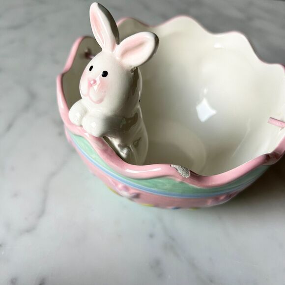 Easter Table Decor Wicker Basket - Plastic Eggs - Bunny Dishes - Wooden Letters - Picture 7 of 15